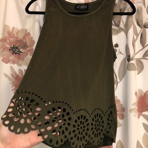 Olive Green Suede Tank Top